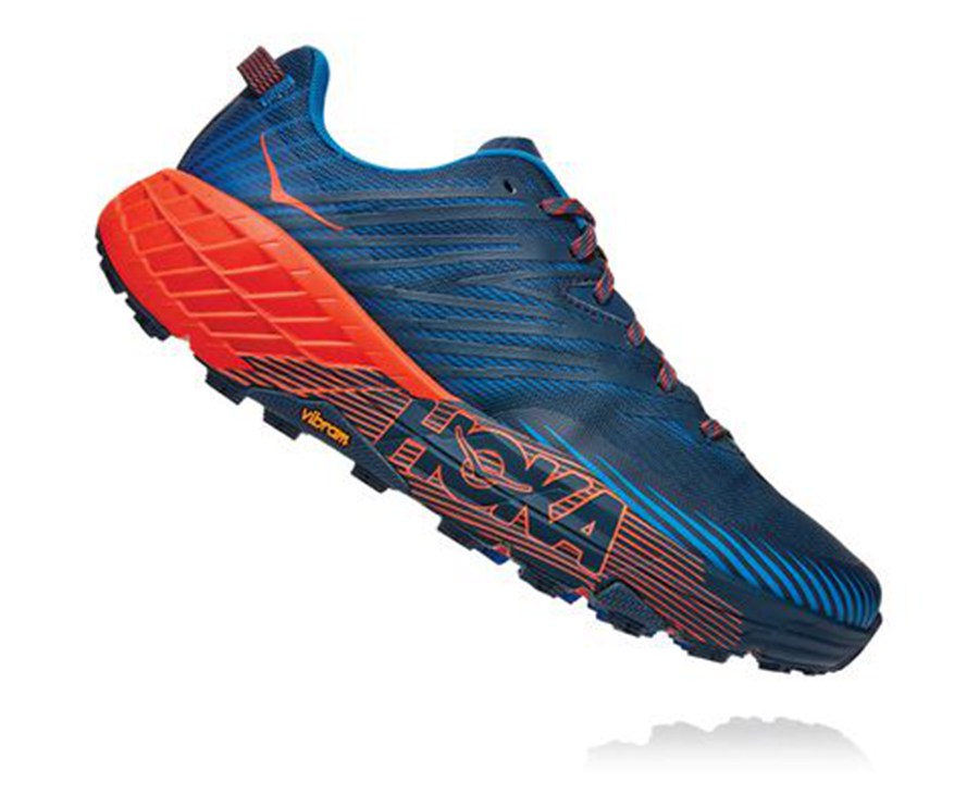 Hoka One One Speedgoat 4 Trailskor Herr - Blå/Röda - AELCG-4063